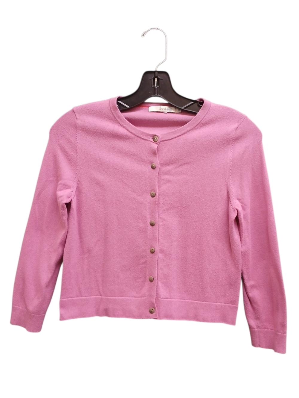 Boden Croppee Pink Button-Front Crewneck Cardigan Extra Small